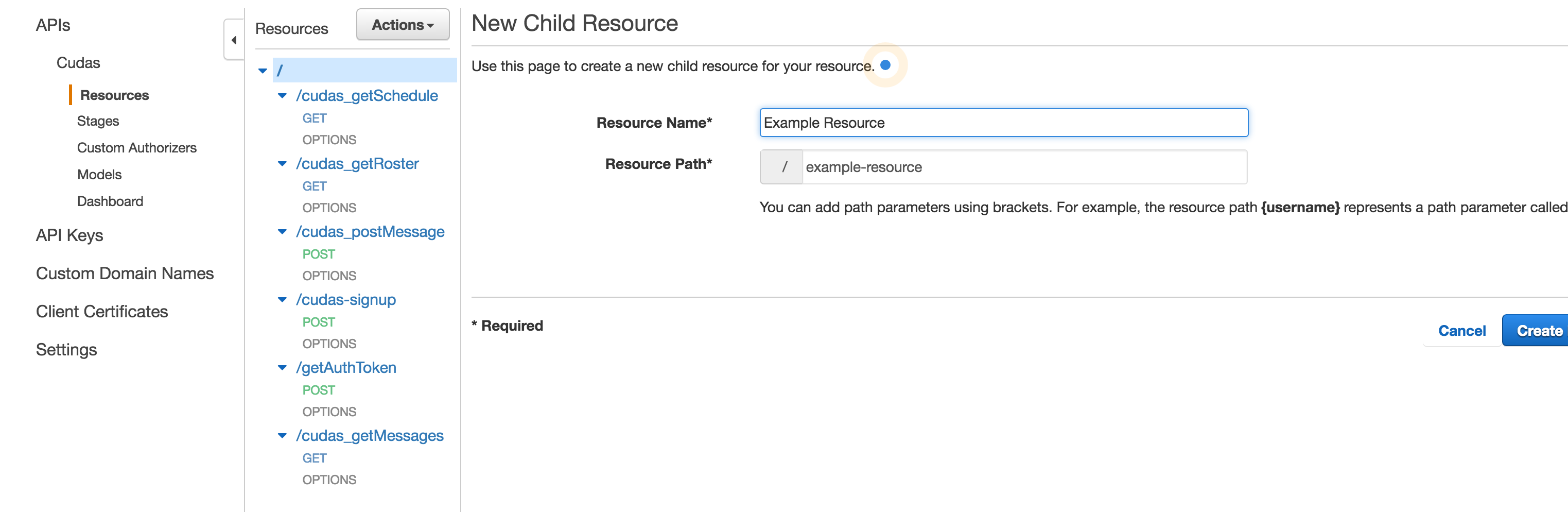 apigateway admin create resource
