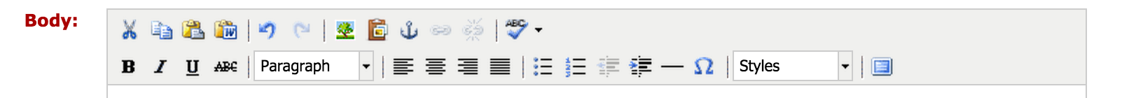 TinyMCE WYSIWYG Menu Bar